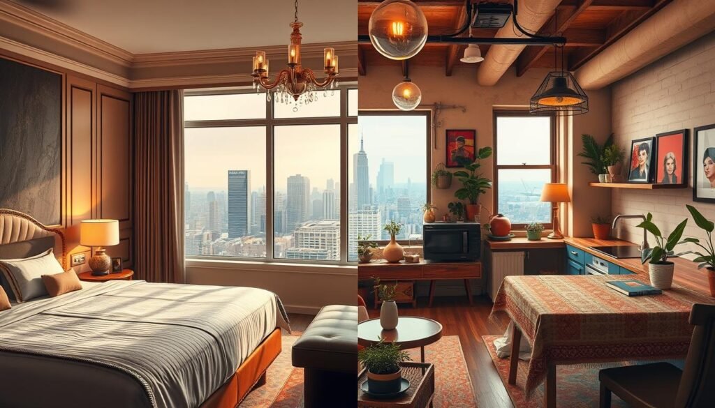 Comparación de espacios en hoteles y alojamientos alternativos