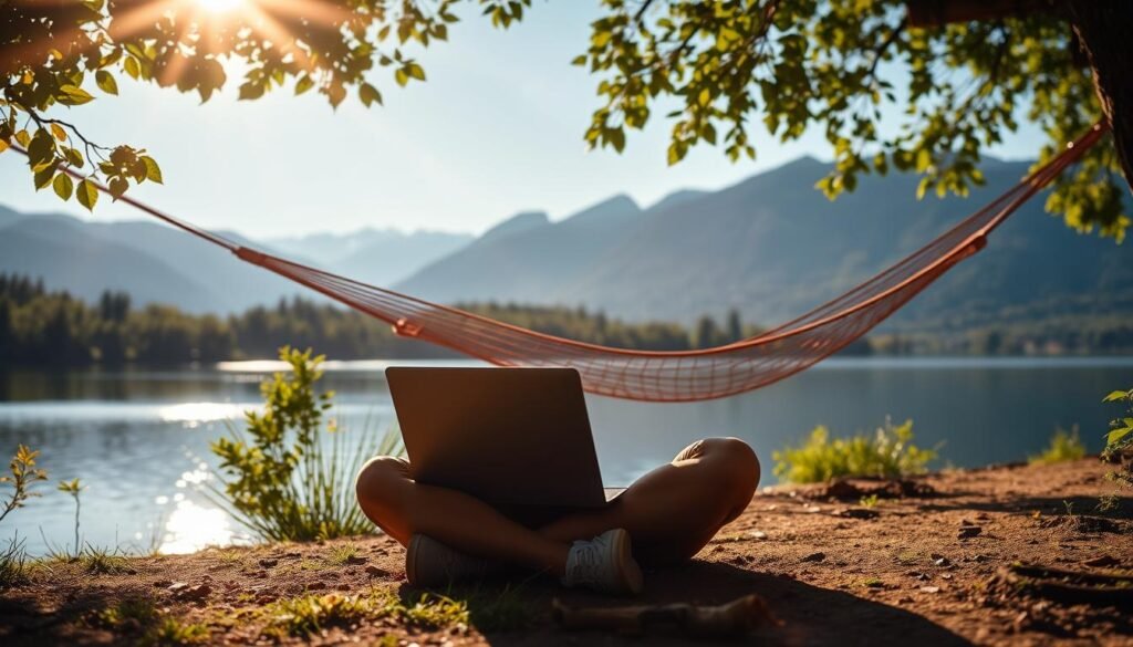 Equilibrio trabajo y ocio para nómadas digitales