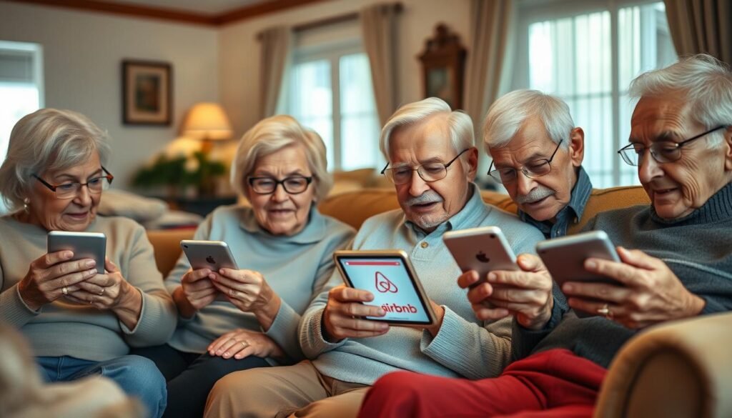 Jubilados usando tecnología Airbnb