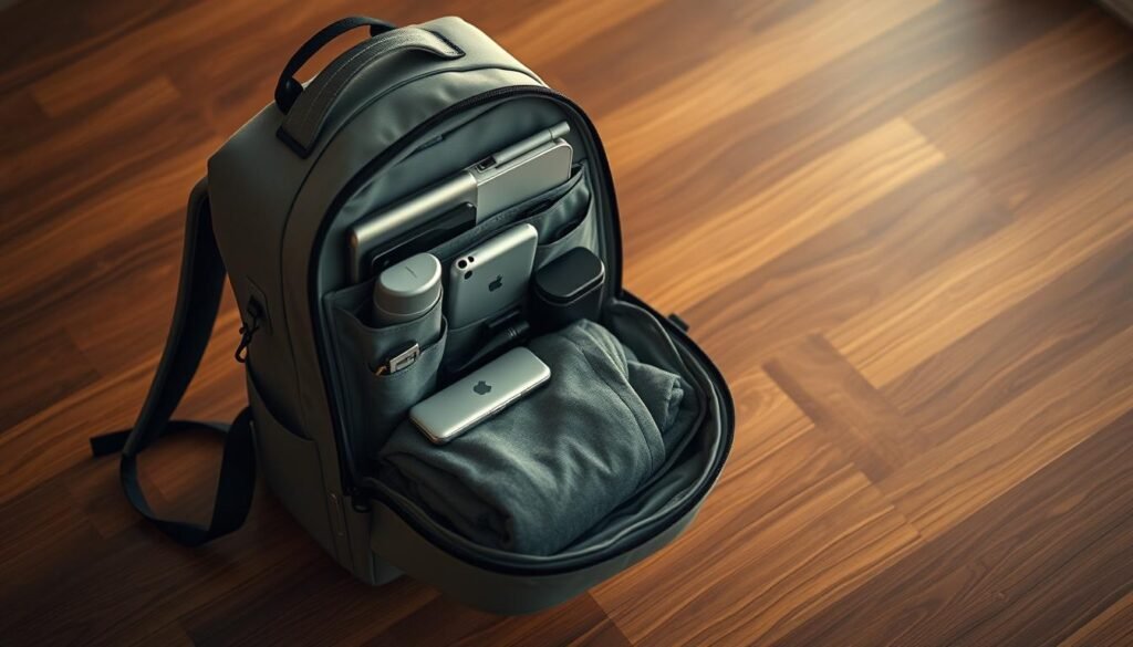 Mochila de viaje VIP empacada estratégicamente