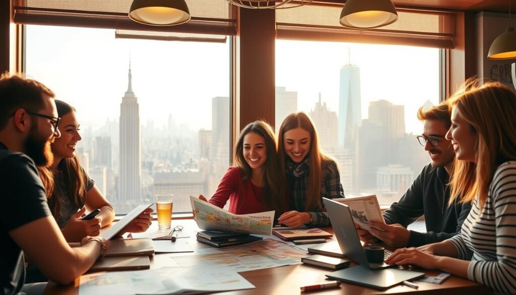 Planificación de viaje grupal en Nueva York