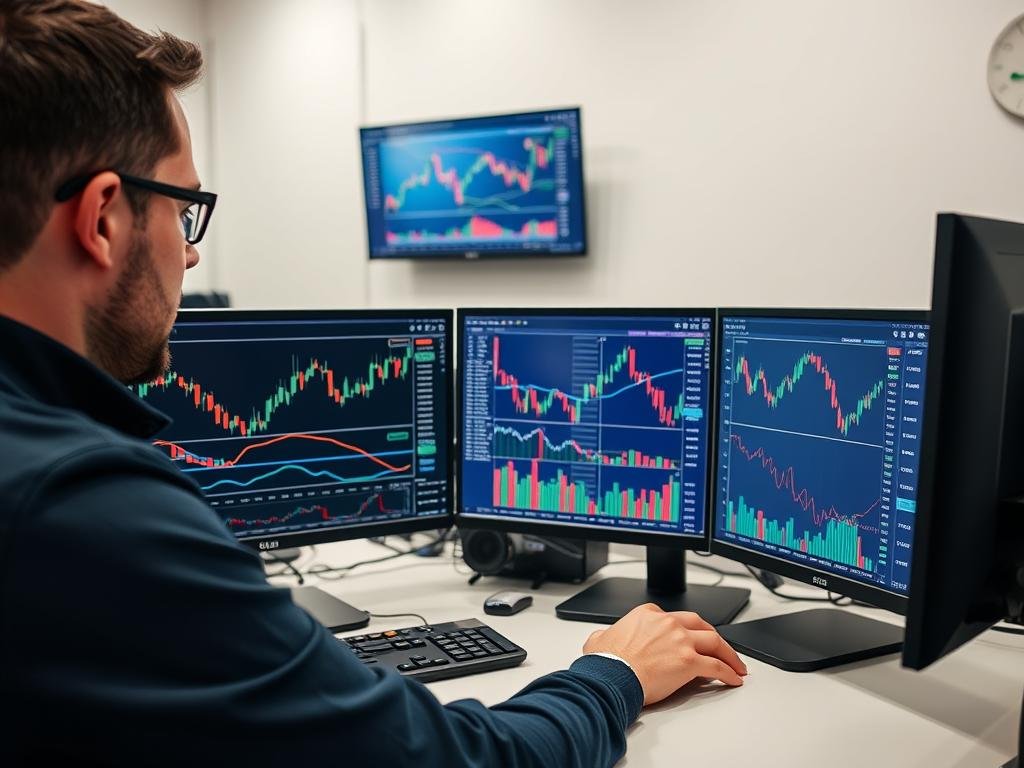 Trader analizando gráficos de criptomonedas para operaciones de corto plazo y ganar $10,000 en 21 días Trader analizando gráficos de criptomonedas para operaciones de corto plazo y ganar $10,000 en 21 días