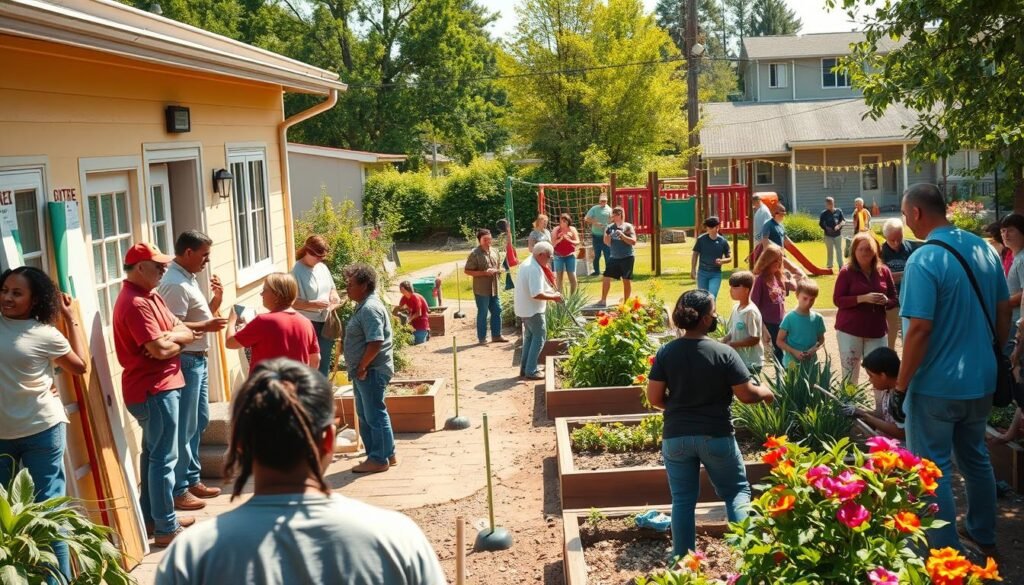 Voluntarios trabajando en proyectos comunitarios