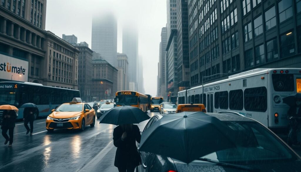 Transporte en Nueva York durante condiciones climáticas adversas
